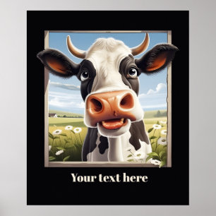 Poster Amateurs de vache mignonne personnalisable
