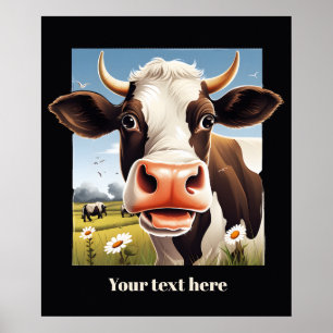 Poster Amateurs de vache mignonne personnalisable