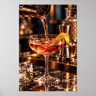 Poster Amber Cocktail Versé avec Zeste d'Orange – Bar de