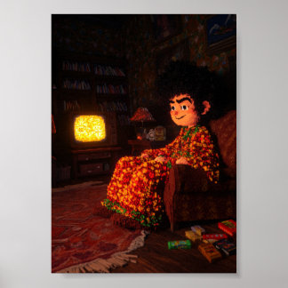 Poster Ambiance de jeu vidéo 8 bits rétro cosy | Art pixe