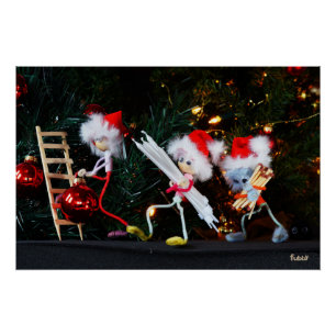Poster Ambiance de Noël avec les Fubby qui s'occupent de 