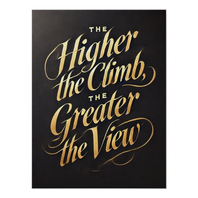 Poster Ambition dorée - Calligraphie Motivationnelle Art (Devant)