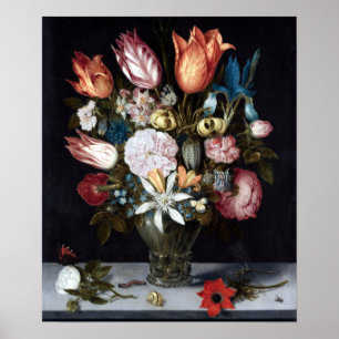 Poster Ambrosius Bosschaert Fleurs dans un verre