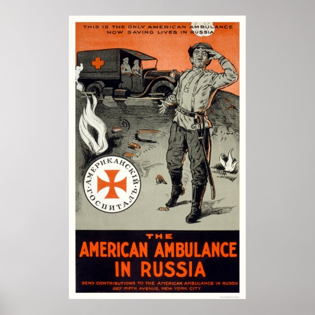 Poster ambulance américaine en Russie (Devant)