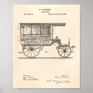 Poster Ambulance vintage 1889 Brevet Art Vieux Poivre