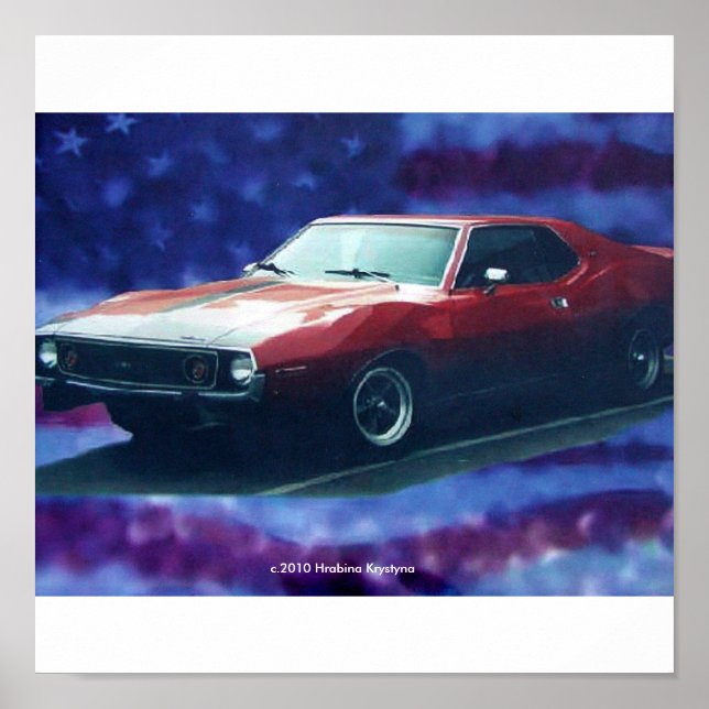 POSTER AMC JAVELIN AMX 1974 SUR CANVAS (Devant)