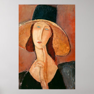 Poster Amedeo Modigliani - Jeanne Hebuterne en grand Casq