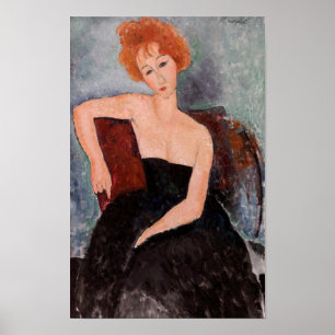 Poster Amedeo Modigliani - Robe de soirée pour filles rou