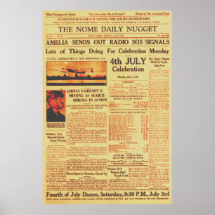 Poster Amelia Earhart envoie Radio Sos Sepia 1937