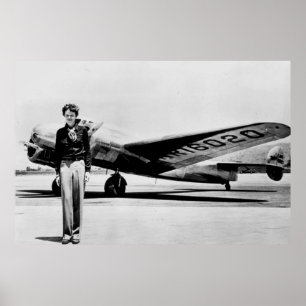 Poster Amelia Earhart Lockheed Electra C 1937 B & N