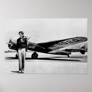 Poster Amelia Earhart Lockheed Electra C 1937 B & W Affic