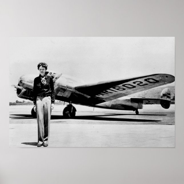 Poster Amelia Earhart Lockheed Electra C 1937 B & W Poste (Devant)