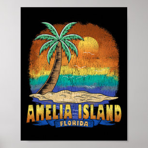 Poster Amelia Island Floride Souvenir Vintage dénudé