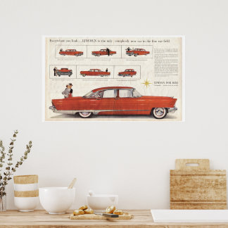 Poster Amélioré Lincoln Premiere 1956 4 Portes Centerfold