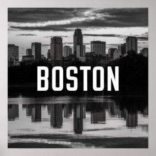 Poster America Boston City Skyline, Boston Ma Us Skyline