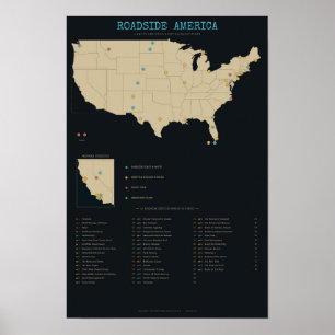 Poster America des routes - Singularités, Géants, Villes