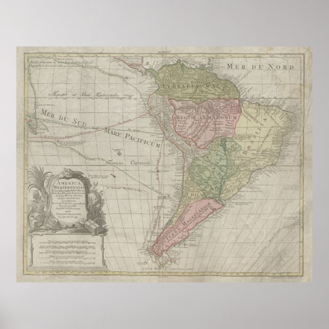 Poster America Meridionalis, South America Print, 1772 (Devant)