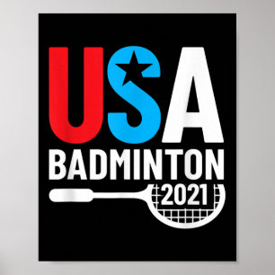 Poster Américain 2021 Badminton Usa Cadeaux Pour Badminto