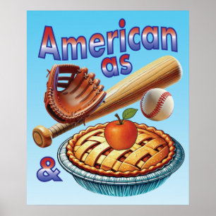 Poster Américain Fun autant que le Baseball & la Tarte au