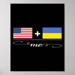 Poster Américain + Ukrainien = Moi Drapeaux États-Unis et