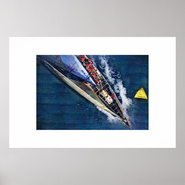 Poster americaine s cup Voile, voilier, course de voilier (Devant)