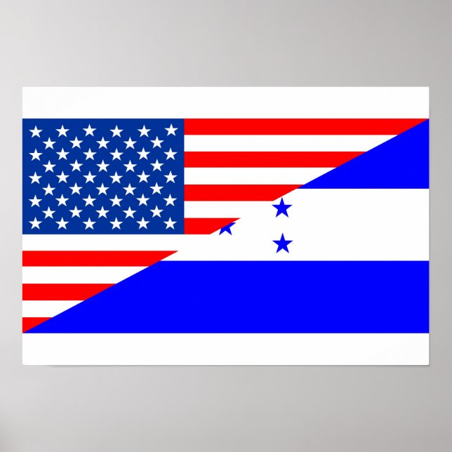 Poster américains honduras demi drapeau américain (Devant)