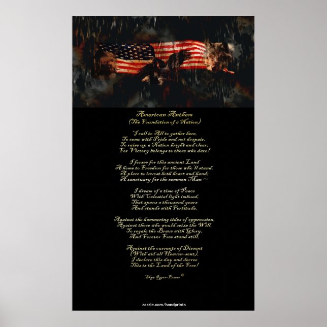 Poster American Anthem Patriotic Art & Poem (Devant)