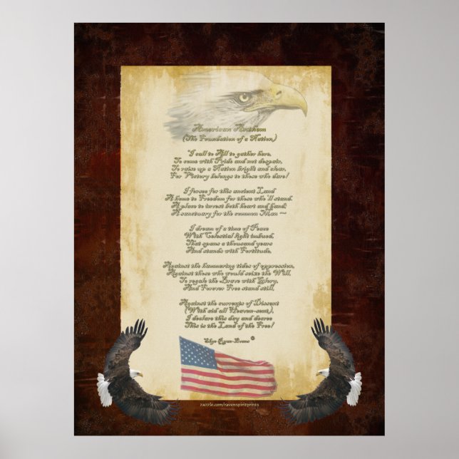 Poster "American Anthem" Patriotique Poème original Drape (Devant)