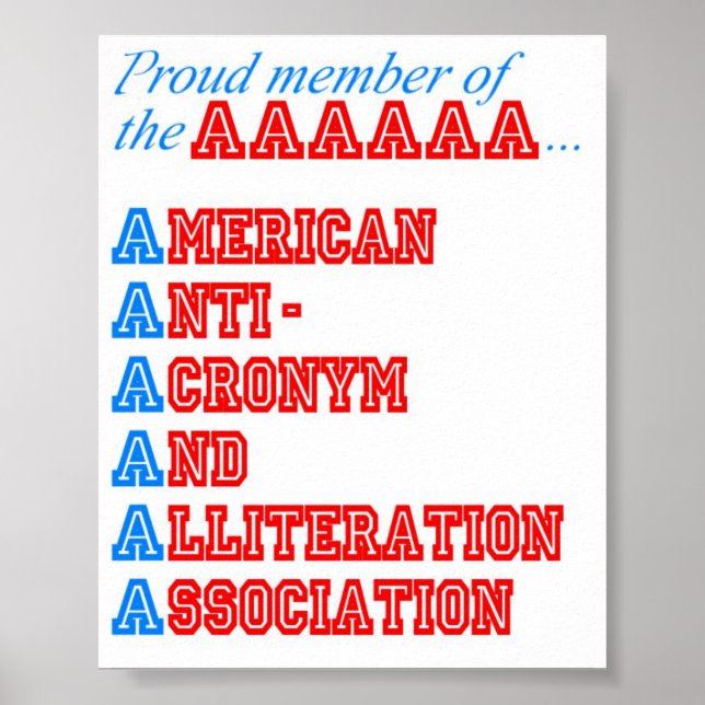 Poster American Anti-Acronyme And Allitation Association (Devant)