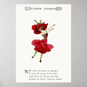Poster American Beauty Rose, Whimsical Flowers Livre Art