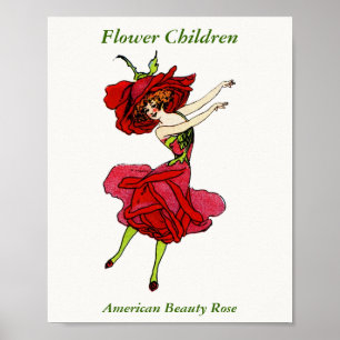 Poster American Beauty Rose, Whimsical Flowers Livre Art