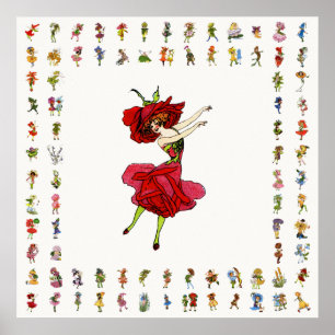 Poster American Beauty Rose, Whimsical Flowers Livre Art
