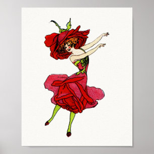 Poster American Beauty Rose, Whimsical Flowers Livre Art