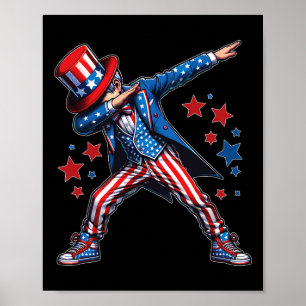 Poster American Boy Dabbing Patriotique 4 juillet Enfants