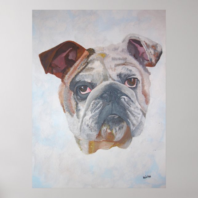 Poster American Bulldog Artistic Pet Portrait (Devant)