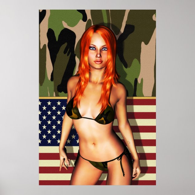 Poster American Camo Bikini Babe (Devant)
