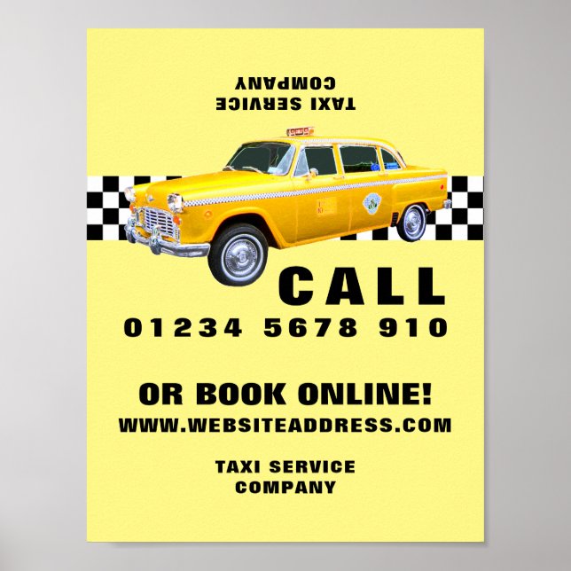 Poster American Cartoon Style Taxi Jaune publicité (Devant)
