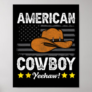 Poster American Cowboy Rodeo American Flag Vintage Cowboy
