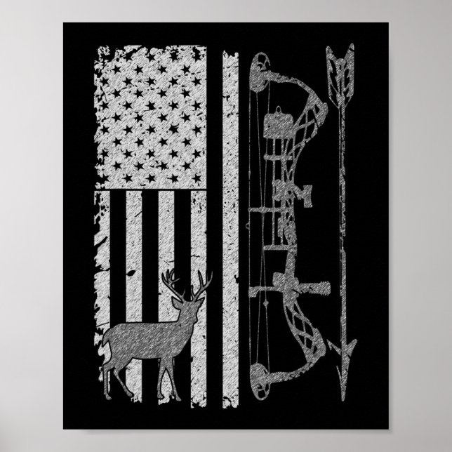 Poster American Deer Hunting Bow Hunter Flag Accessories  (Devant)