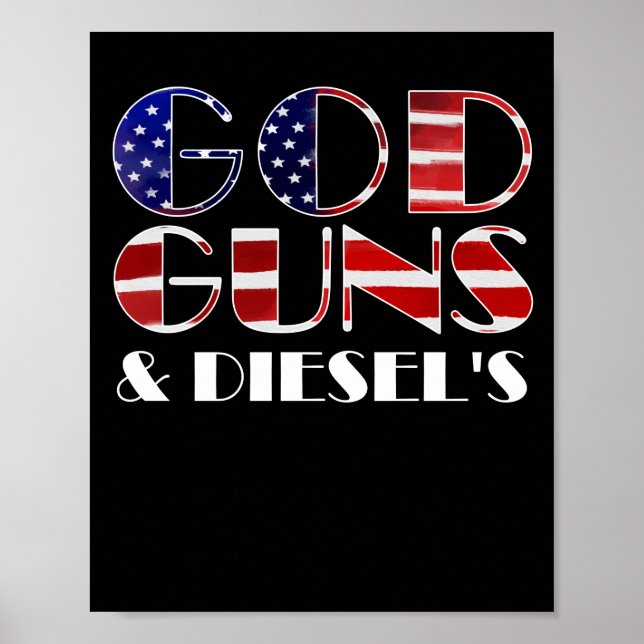 Poster American Diesel Truck Owners God Guns & Diesels (Devant)
