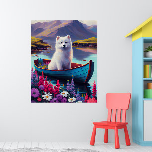 Poster American Eskimo Dog on Paddle : Une aventure Pitto