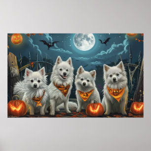 Poster American Eskimo Halloween Effrayant 