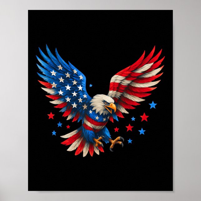 Poster American Flag Bald Eagle Hommes Patriotic Eagle 4e (Devant)