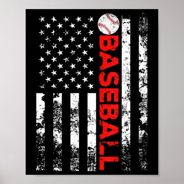 Poster American Flag Baseball Team Cadeau (Devant)