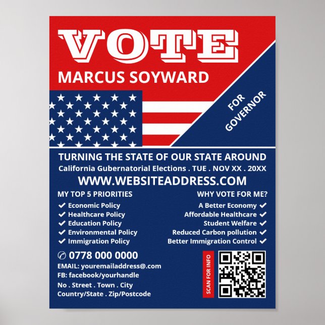 Poster American Flag Design, Campagne politique Advert (Devant)