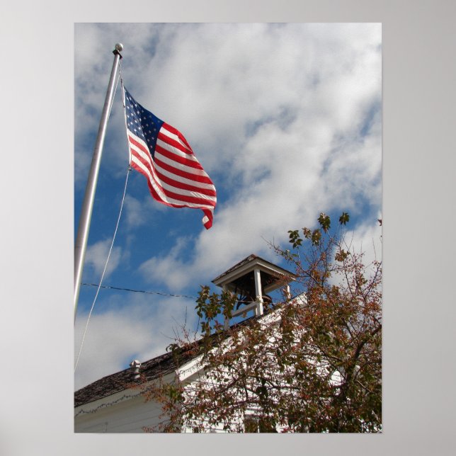 Poster American Flag et une école d'une chambre (Devant)