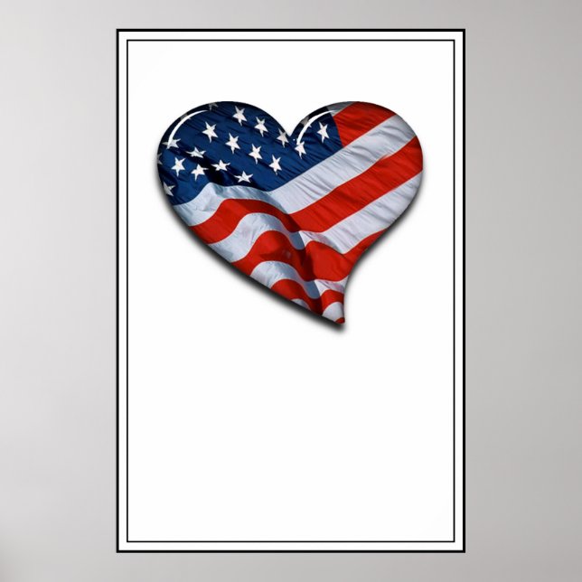Poster American Flag Heart (Devant)