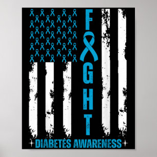 Poster American Flag Lutte contre le diabète Sensibilisat