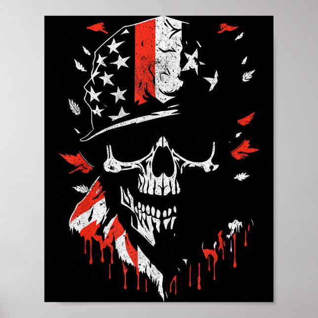 Poster American Flag Skull Soldier Patriotic Military Gra (Devant)
