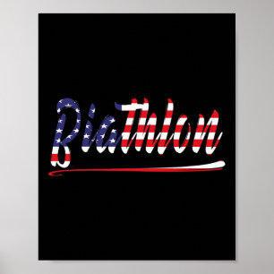 Poster American Flag Snow Ski Biathlon Fan Graphic Art Us